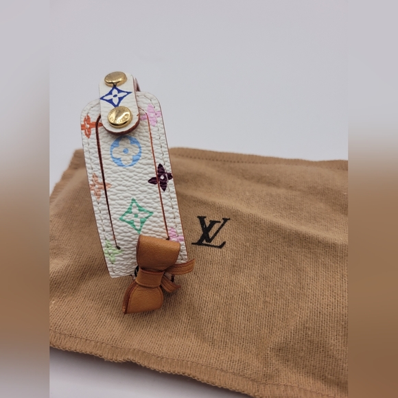 Louis Vuitton Murakami Multicolor White Logo Leather Bracelet - Picture 2 of 4